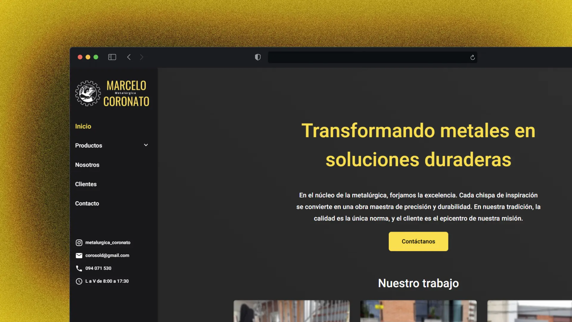 Screenshot of project Marcelo Coronato Metalurgia